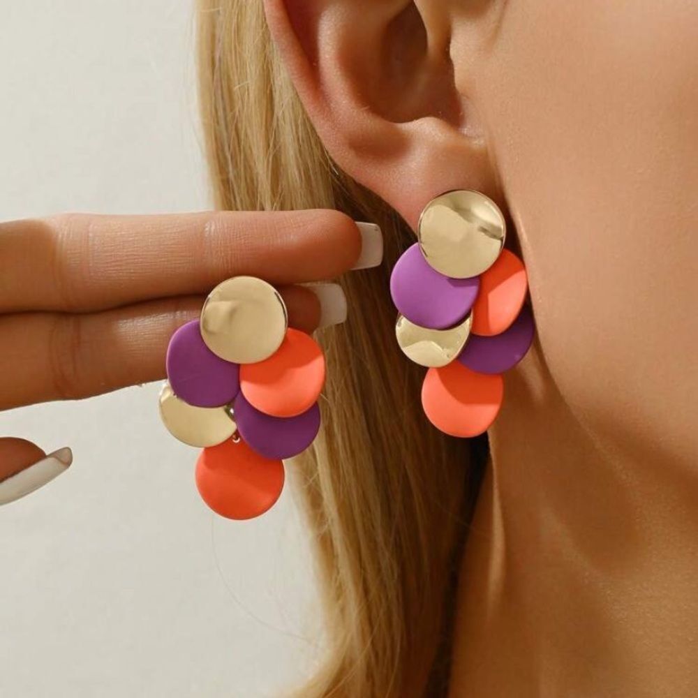 3for$20 Trendy Geometric Round Metal Plate DIY Multicolor Earrings